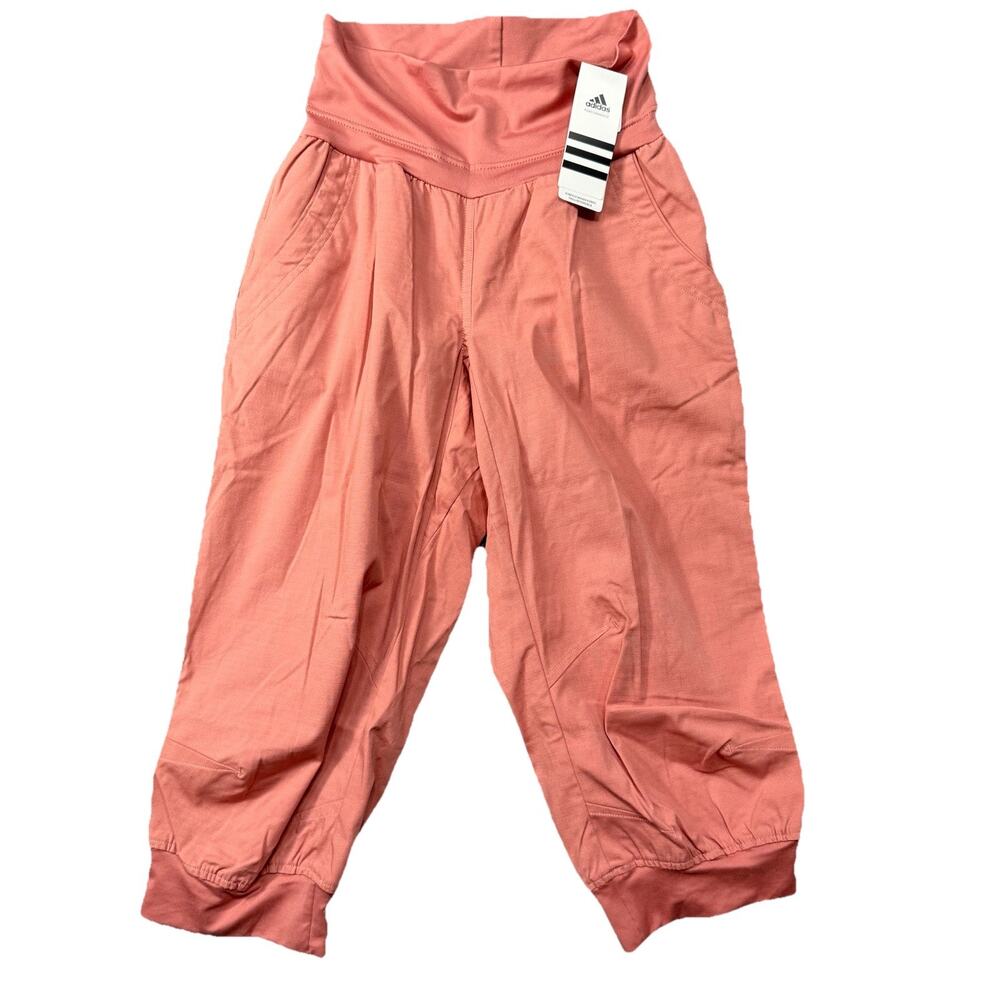 NEW Adidas Women’s Active Capri Pants Pull Up Size M UPF50 Orange Peach